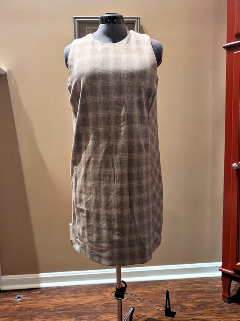 Banana Republic Factory Plaid Mini Dress in Brown & Beige Size 12 NWT